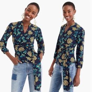 J. Crew Floral Drapey Crepe Wrap Top Medium‎